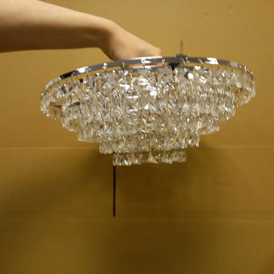 LAURA ASHLEY CARRINGTON 5LT FLUSH CEILING LIGHT, SILVER EFFECT & CLEAR CRYSTAL (RESIN/PLASTIC)