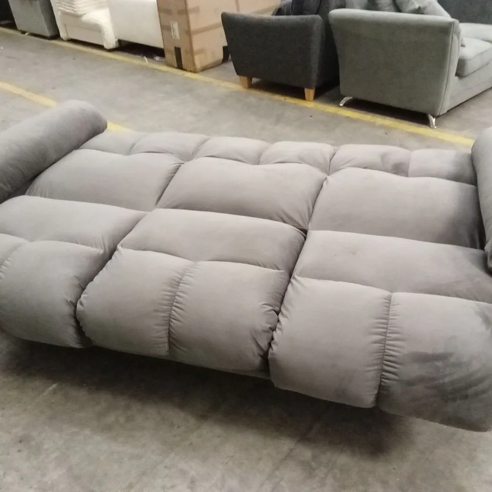 QUALITY DESIGNER 3 SEATER FABRIC FOLD-DOWN SOFA BED - GREY