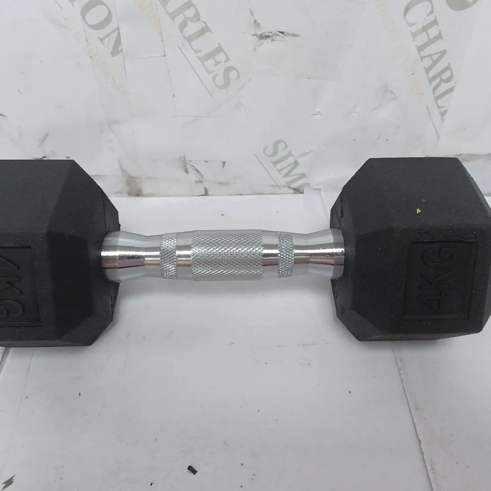 HOMCOM 4KG RUBBER DUMBBELL SPORTS HEX