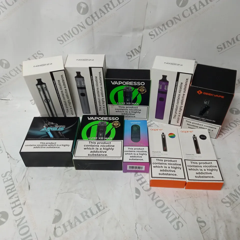 BOX OF APPROXIMATELY 10 ASSORTED E-CIG PRODUCTS TO INCLUDE GEEKVAPE, VAPORESSO, INNOKIN
