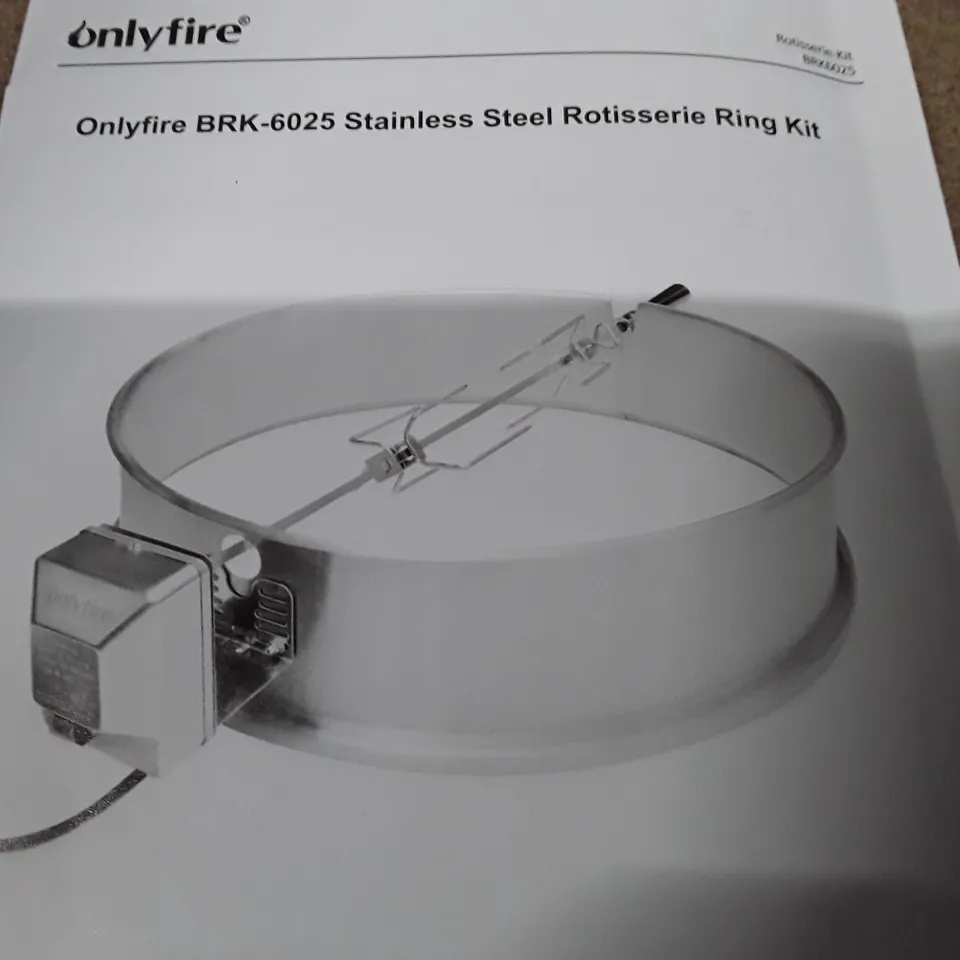 BOXED ONLYFIRE BRK-6025 CHARCOAL KETTLE ROTISSERIE RING KIT