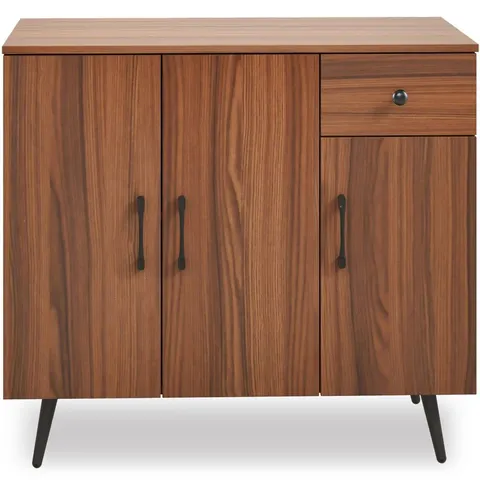 COSTWAY 3 DOOR SINGLE DRAWER WALNUT SIDEBOARD