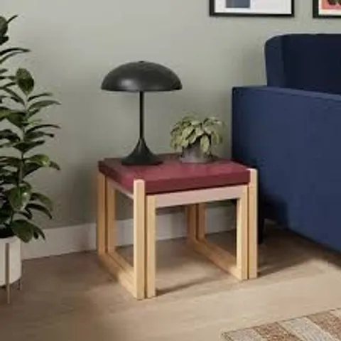 BOXED ARNIE NEST OF SIDE TABLES BURGUNDY AND OLD ROSE