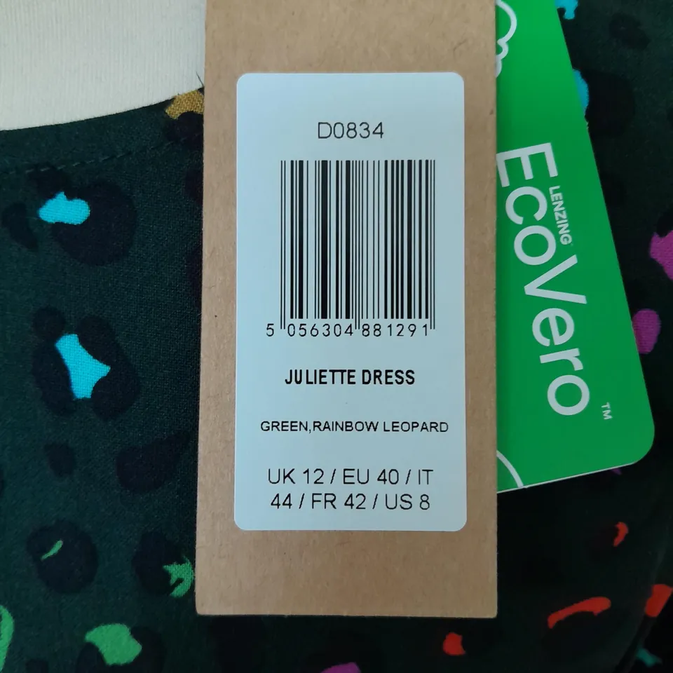 SUGARHILL JULIETTE DRESS IN RAINBOW LEOPARD - UK 12