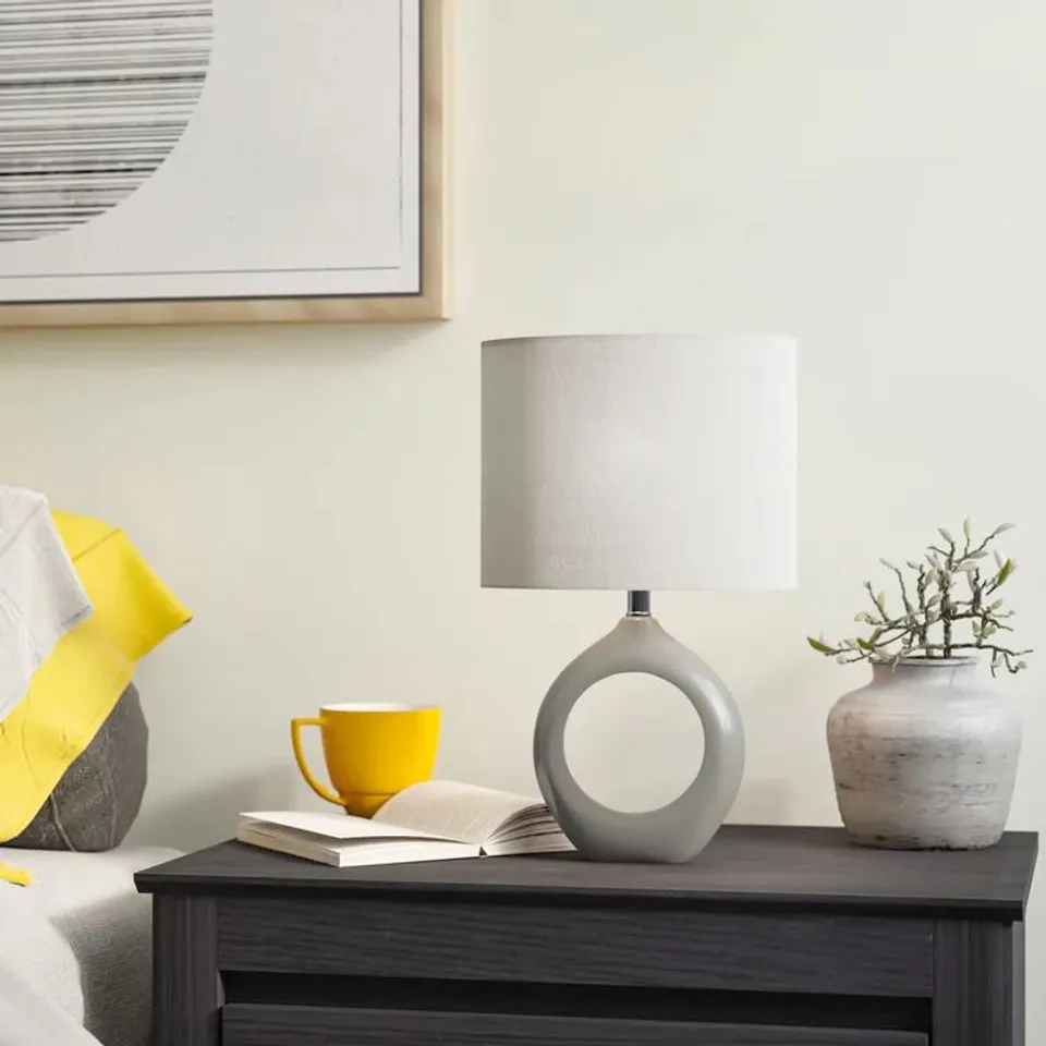 BOXED JAYNE 37CM GREY TABLE LAMP