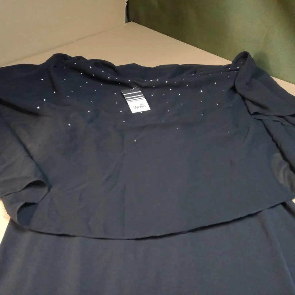 WALLIS BLACK/SPARKLE PETITE OVERLAYER DRESS - SIZE 16