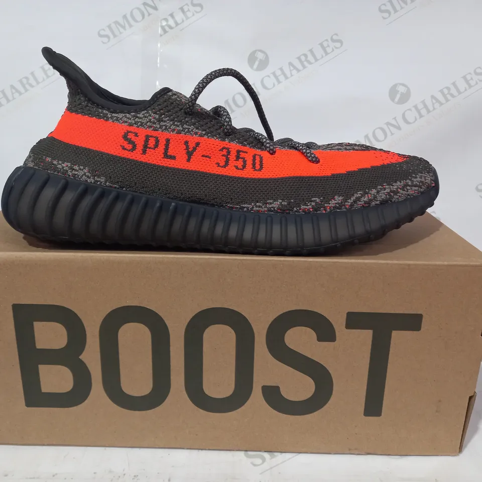 BOXED PAIR OF ADIDAS YEEZY BOOST 350 V2 SHOES IN BROWN/ORANGE UK SIZE 9.5
