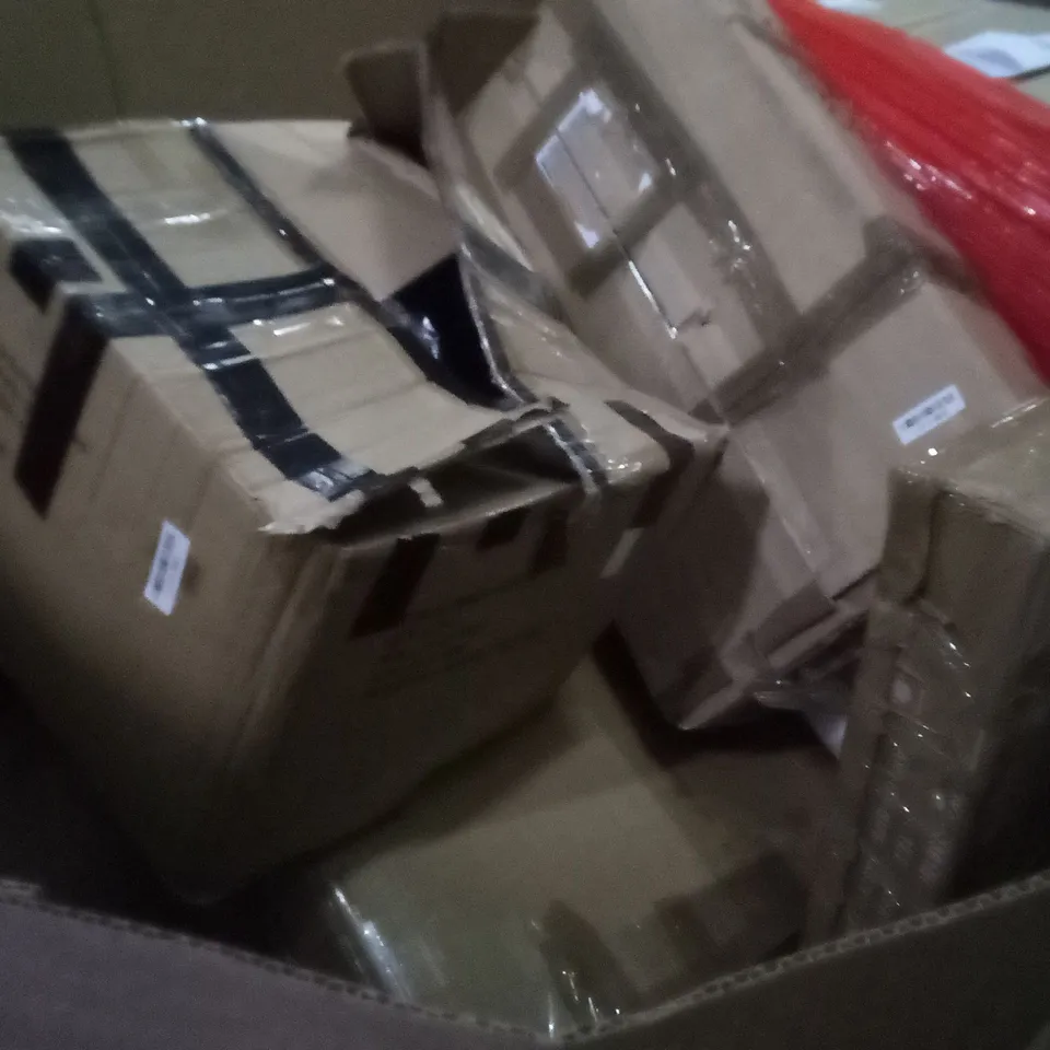 PALLET OF ASSORTED ITEMS INCLUDING STOREMIC TOILET SEAT, INFRARED HEAT LAMP, MULTIFUNCTIONAL FOOD PROCESSOR, TOWEL RACK