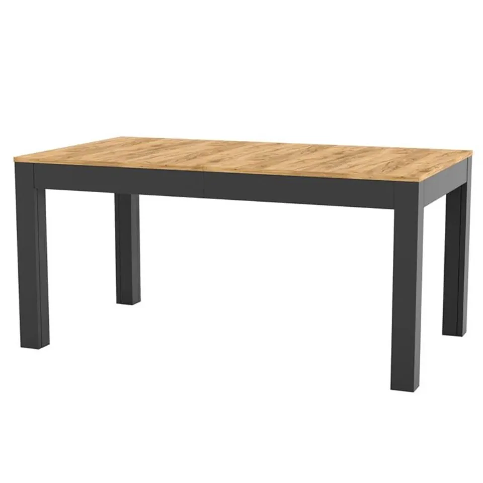 BOXED AADRIT RECTANGULAR 160-300CM L X 90CM W EXTENDABLE DINING TABLE - OAK/BLACK (2 BOXES)