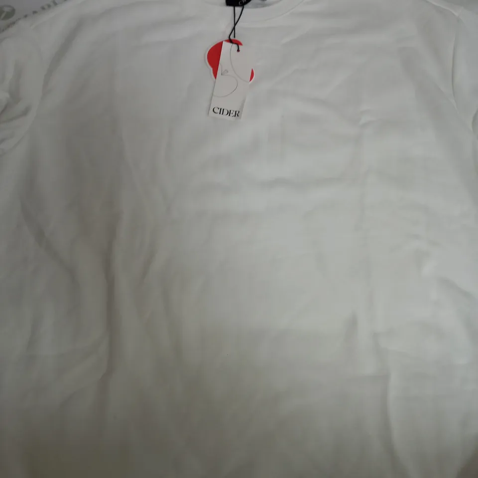 CIDER HEAVY WEIGHTED T-SHIRT IN WHITE - SMALL