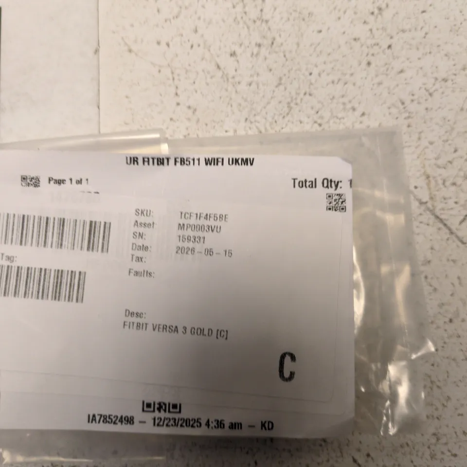 FITBIT VERSA 3 SMARTWATCH – GOLD (NO STRAP)