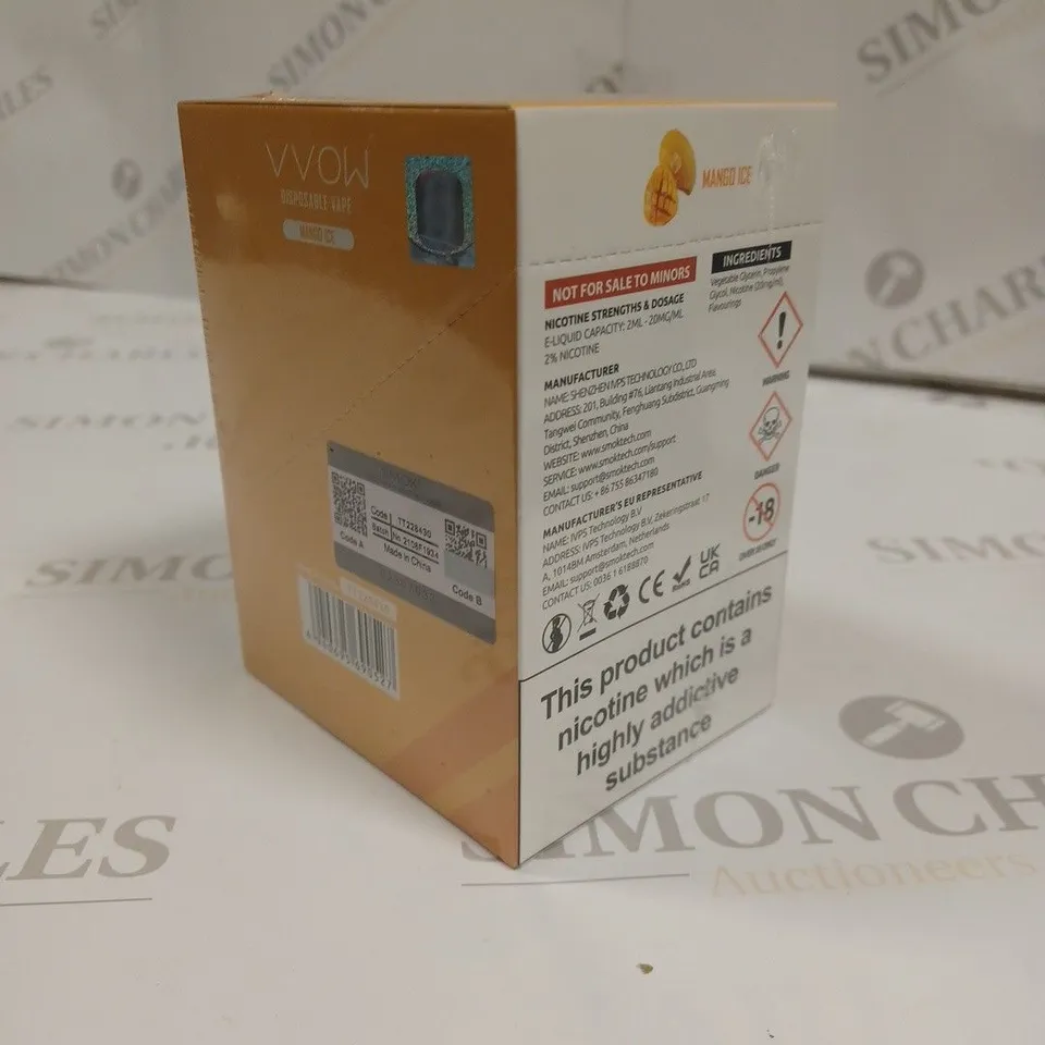 SEALED SMOK VVOW 10-PACK OF DISPOSABLE VAPES - MANGO ICE