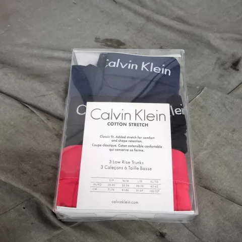 CALVIN KLEIN COTTON STRETCH 3-PACK MEN'S LOW RISE TRUNKS – BOXED
