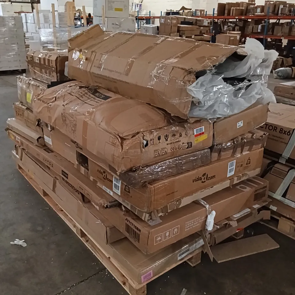 PALLET OF ASSORTED, INCOMPLETE FURNITURE PARTS AND PIECES 