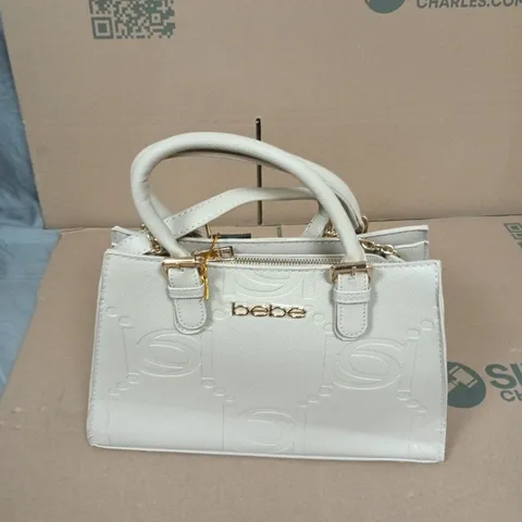 BEBE ZENIA EMBOSSED SATCHEL – LT TAUPE