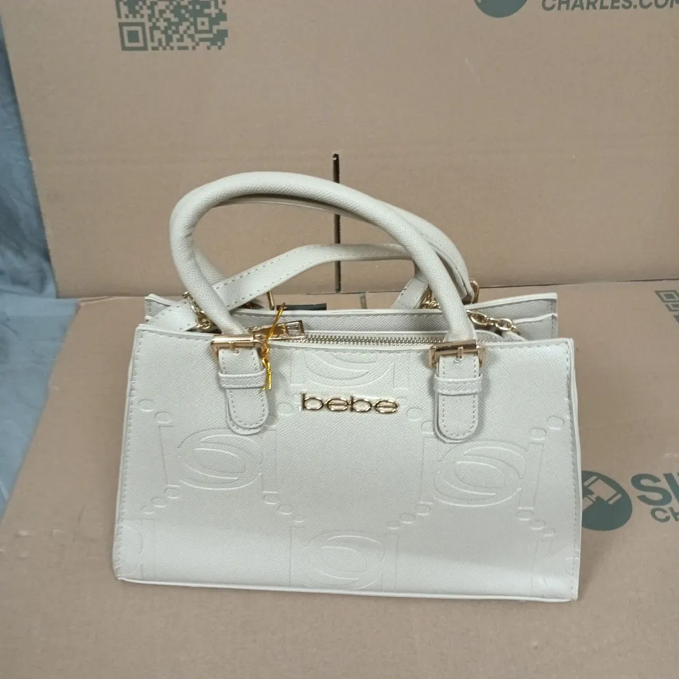 BEBE ZENIA EMBOSSED SATCHEL – LT TAUPE