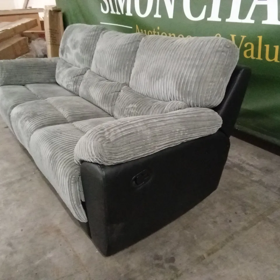 SIENNA FABRIC/FAUX LEATHER HIGH BACK 3 SEATER RECLINER SOFA RRP £849