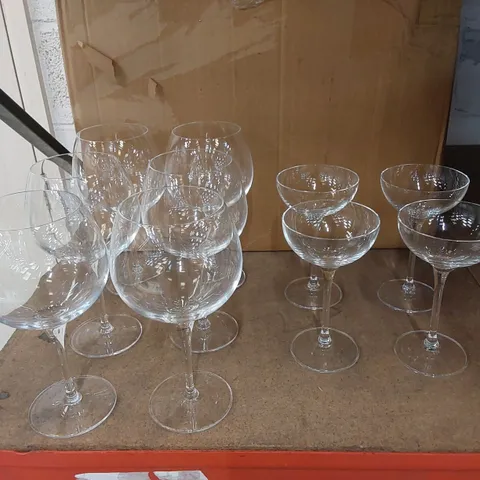 BOXED SET OF APPROX 10 NUDE GLASS STEMWARE DRINKING GLASSES (2 BOXES)