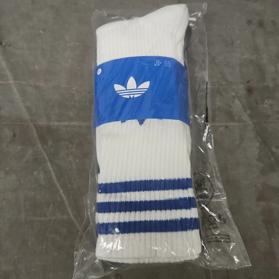 ADIDAS WHITE CREW SOCKS - X3 - SIZE L