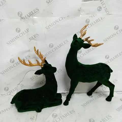 ALISON CORK SET OF 2 VELVET HENRY STAGS