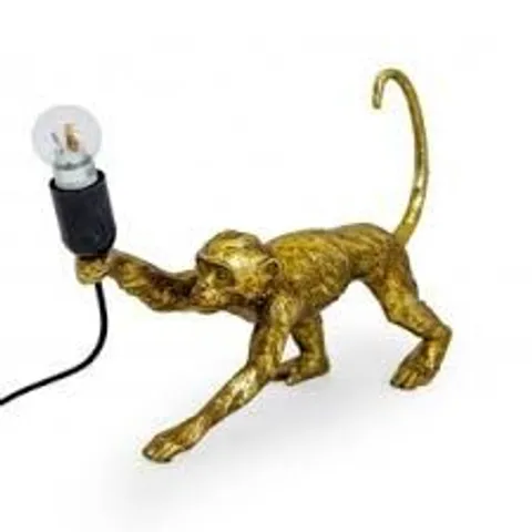 BRAND NEW BOXED HOMES DIRECT 365 ANTIQUE GOLD CRAWLING MONKEY TABLE LAMP