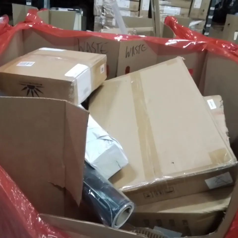 PALLET OF ASSORTED HOUSEHOLD GOODS AND PRODUCTS TO INCLUDE;ELECTRONIC DARTBOARD,BACK MESH SUPPORT,AREA RUG