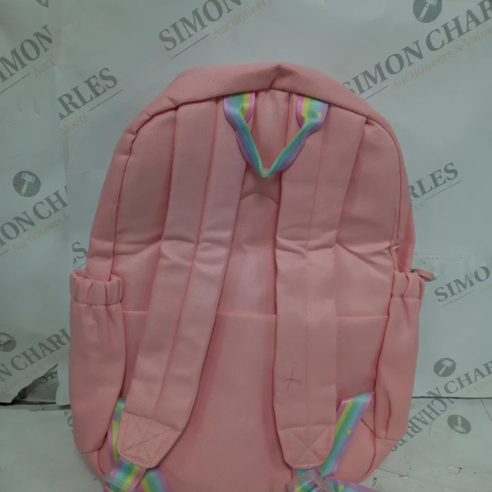 PINK UNICORN THEMED SCHOOL BAG WITH ATTACHABLE UNICORN TOY