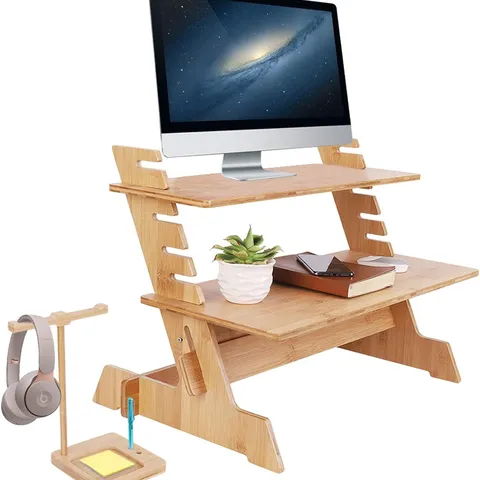 BOXED STANDING BAMBOO COMPUTER DESK STAND