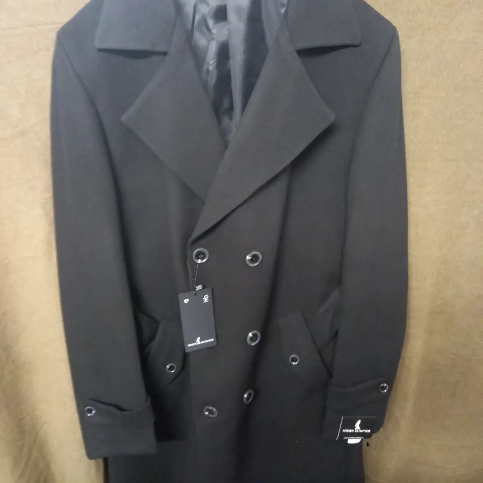 BRAND NEW MOSES KUSHNER 100% WOOL BUTTON FRONT COAT IN BLACK - 2XL