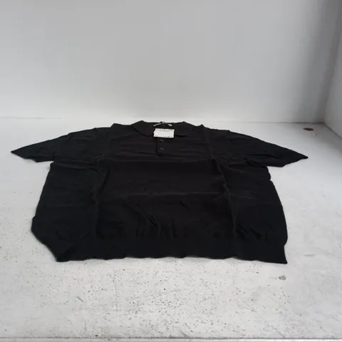MNG MANGO POLO SHIRT – BLACK, RECYCLED COTTON (UK SIZE L)