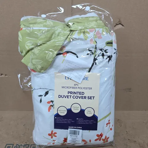PRINTED DUVET COVER SET – 4PC MICROFIBRE POLYESTER