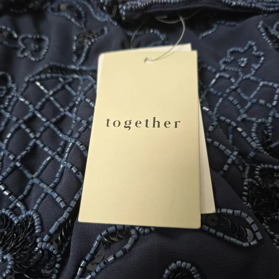 TOGETHER NAVY BEADED EVENING DRESS – UK 18 (EU 46)