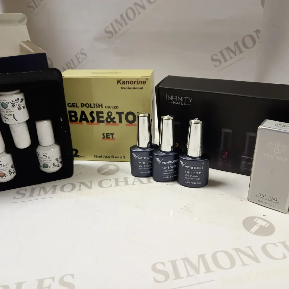 ASSORTMENT OF GEL COLOUR BASE AND TOP COAT POLISH 