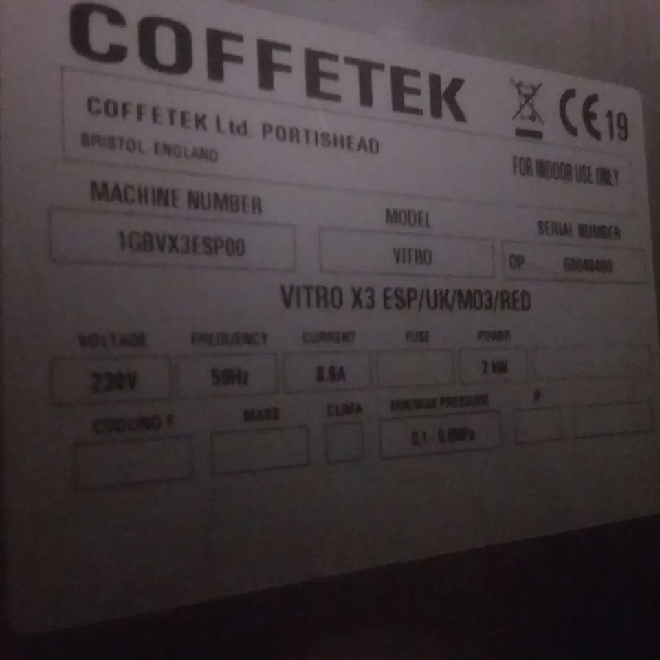 COFFETEK VITRO X3 ESP COFFEE MACHINE 