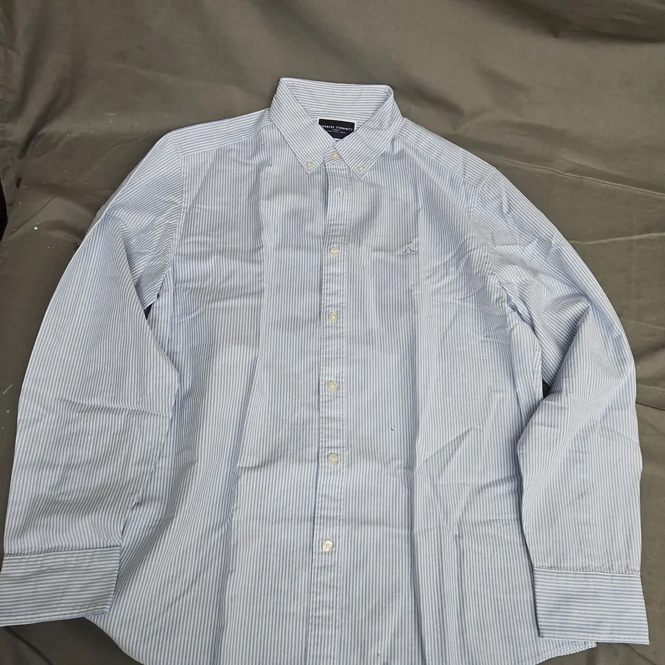 CHARLES TYRWHITT LONG SLEEVE BUTTON SHIRT IN BLUE/WHITE - LARGE