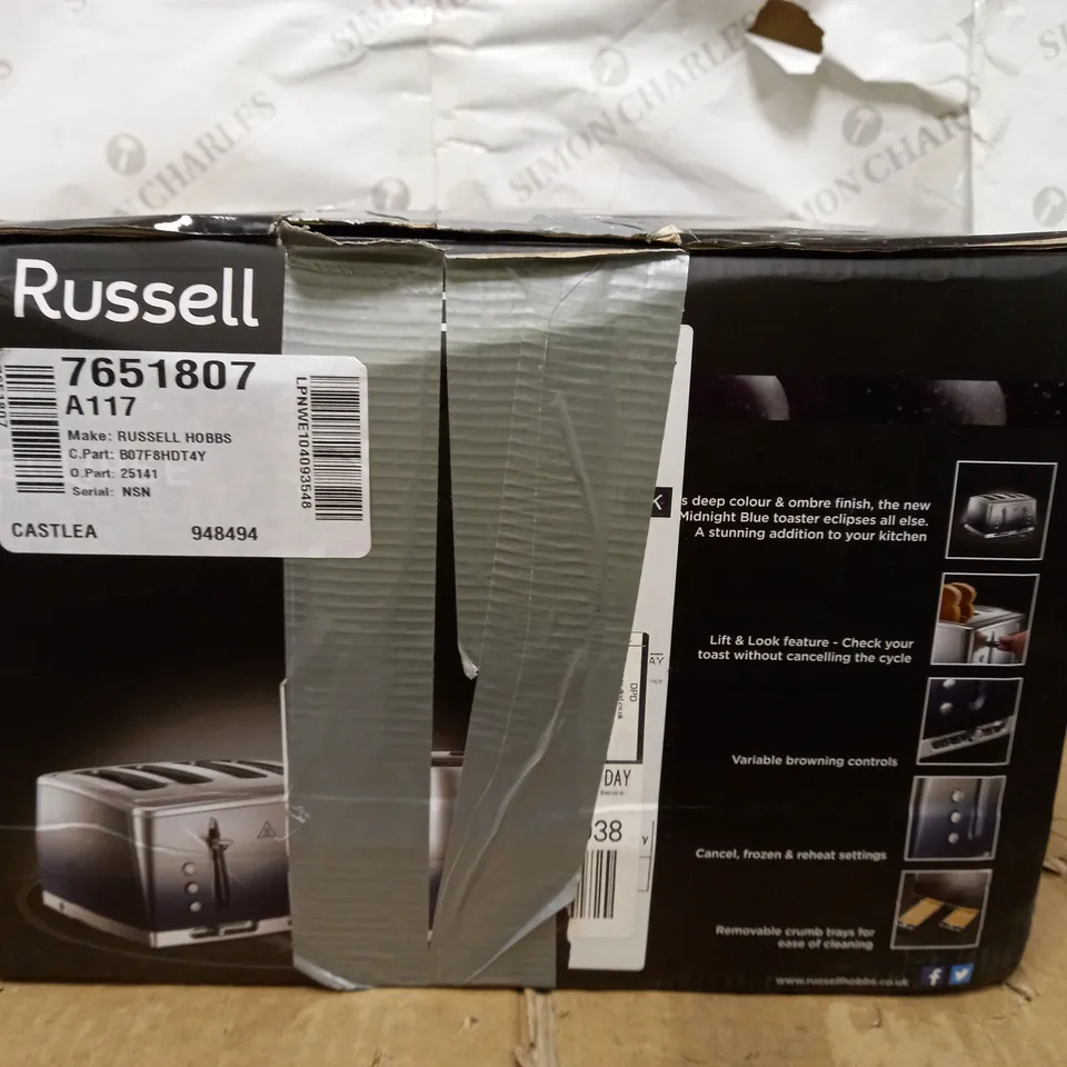 RUSSELL HOBBS 25141 STAINLESS STEEL FOUR SLICE TOASTER