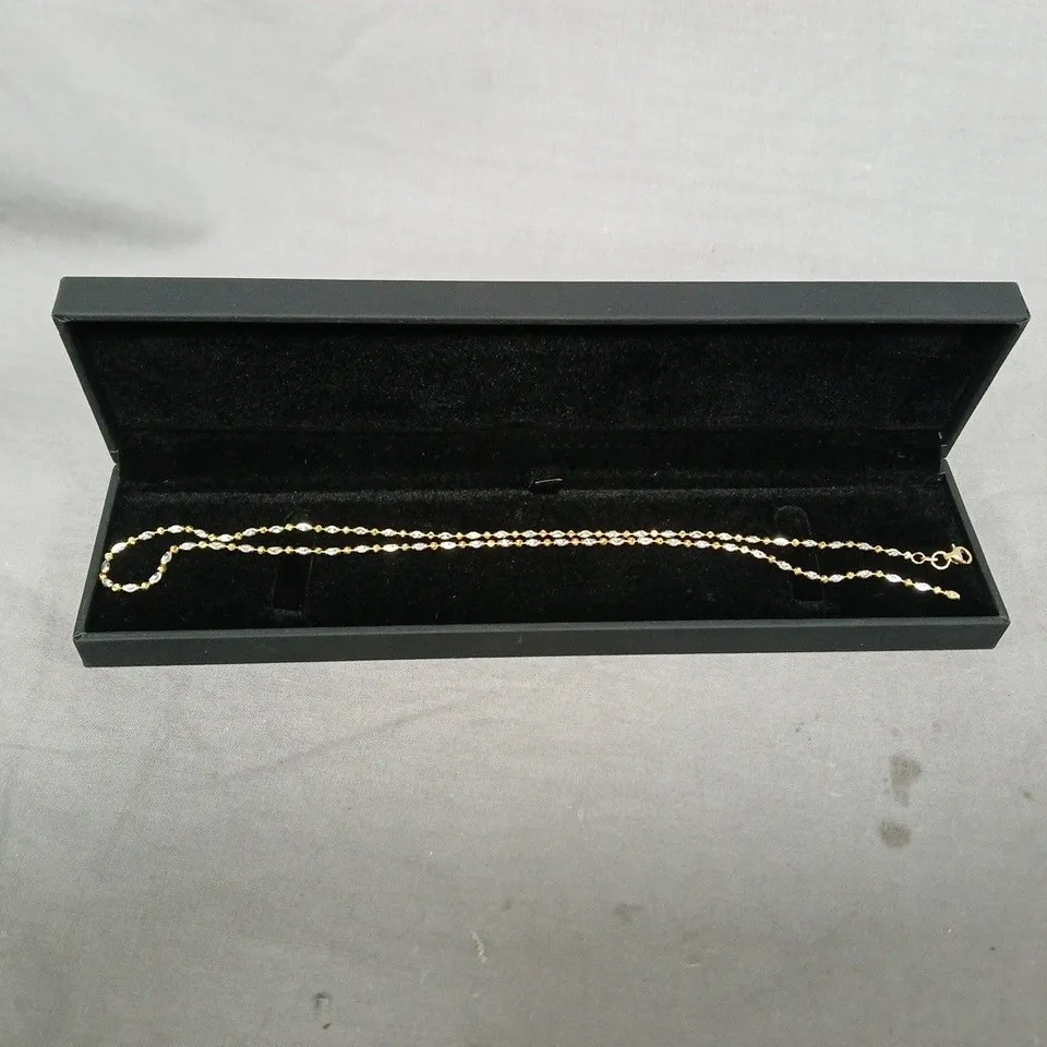 STERLING SILVER AND 9CT GOLD PLATE NECKLACE IN BLACK CASE RRP £9.99