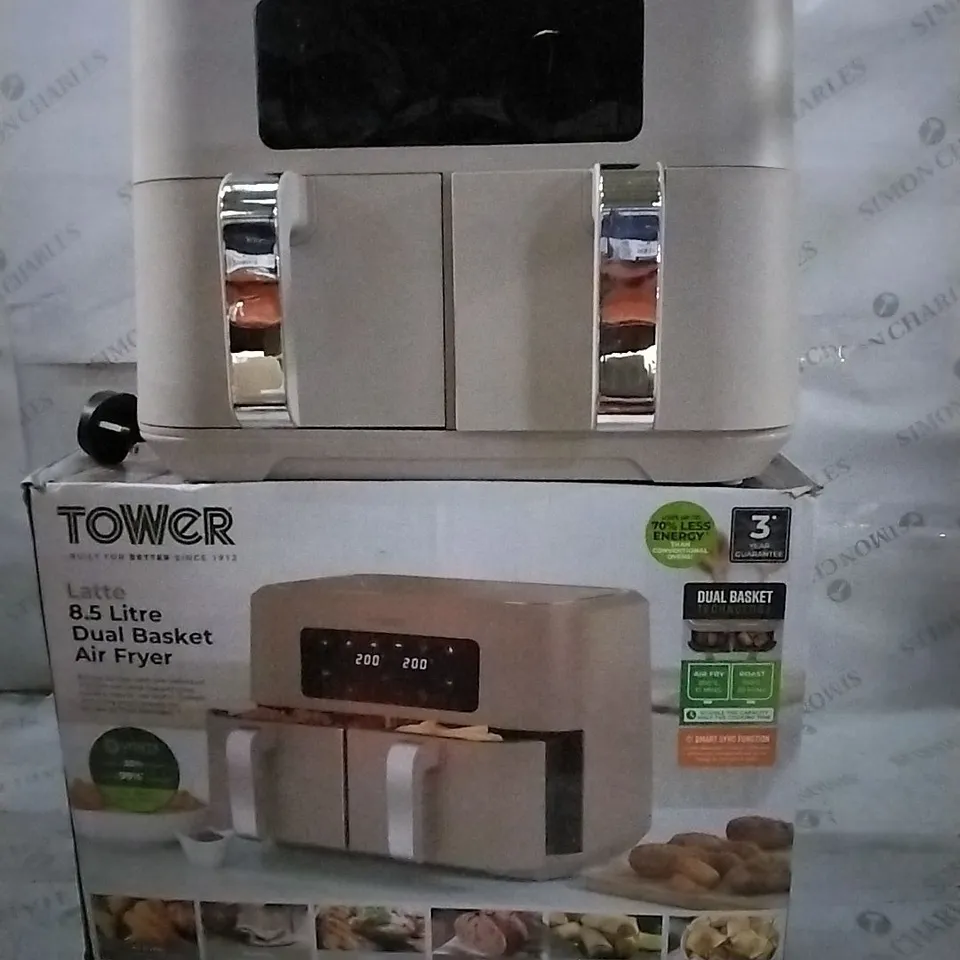BOXED TOWER LATTE 8.5 LITRE DUAL AIR FRYER