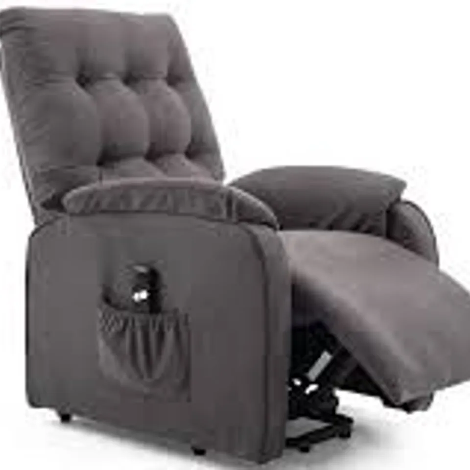BOXED DESIGNER GREY RISE FABRIC RECLINER CHAIR (1 BOX)
