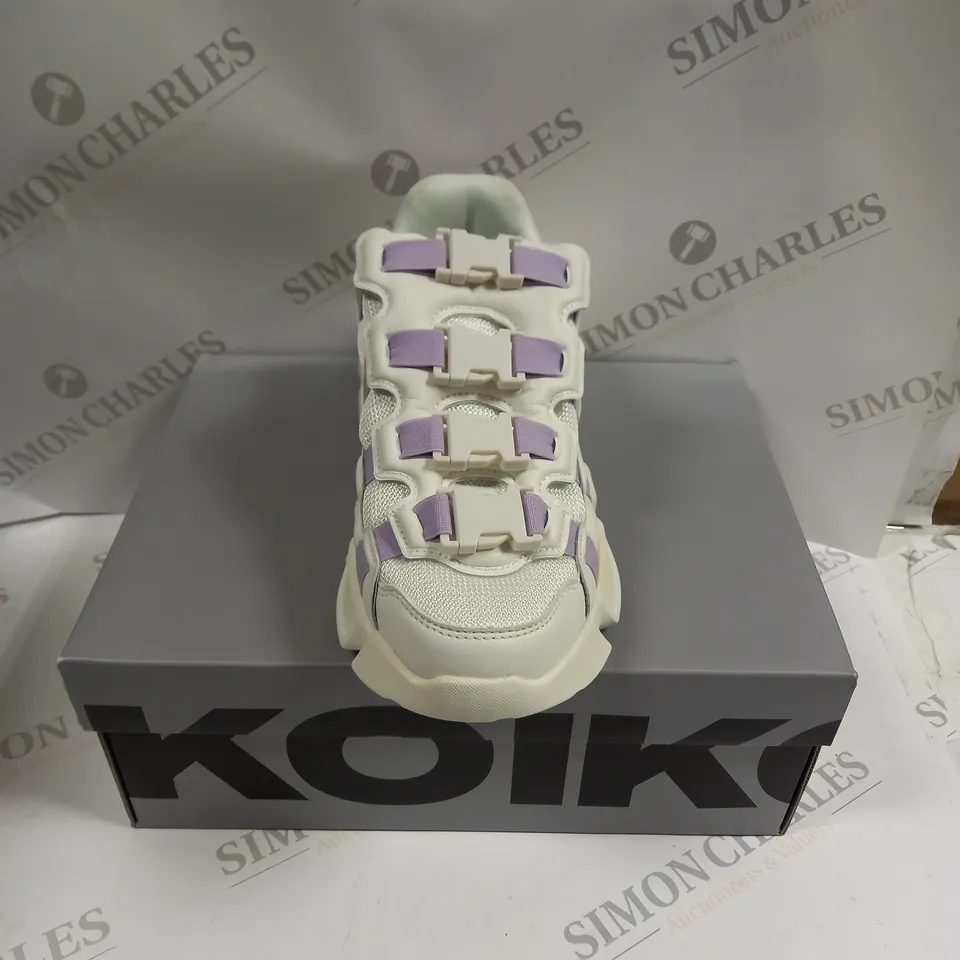 BOXED KOI FOOTWEAR SUGAR BEAST TRAINERS IN LAVENDER - 6