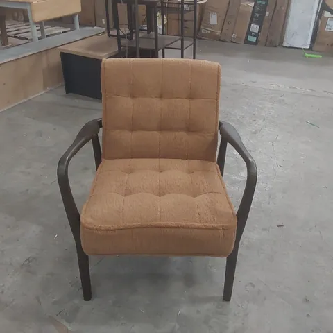 DESIGNER WOOD FRAME ARM CHAIR WITH UPHOLSTERED SEAT