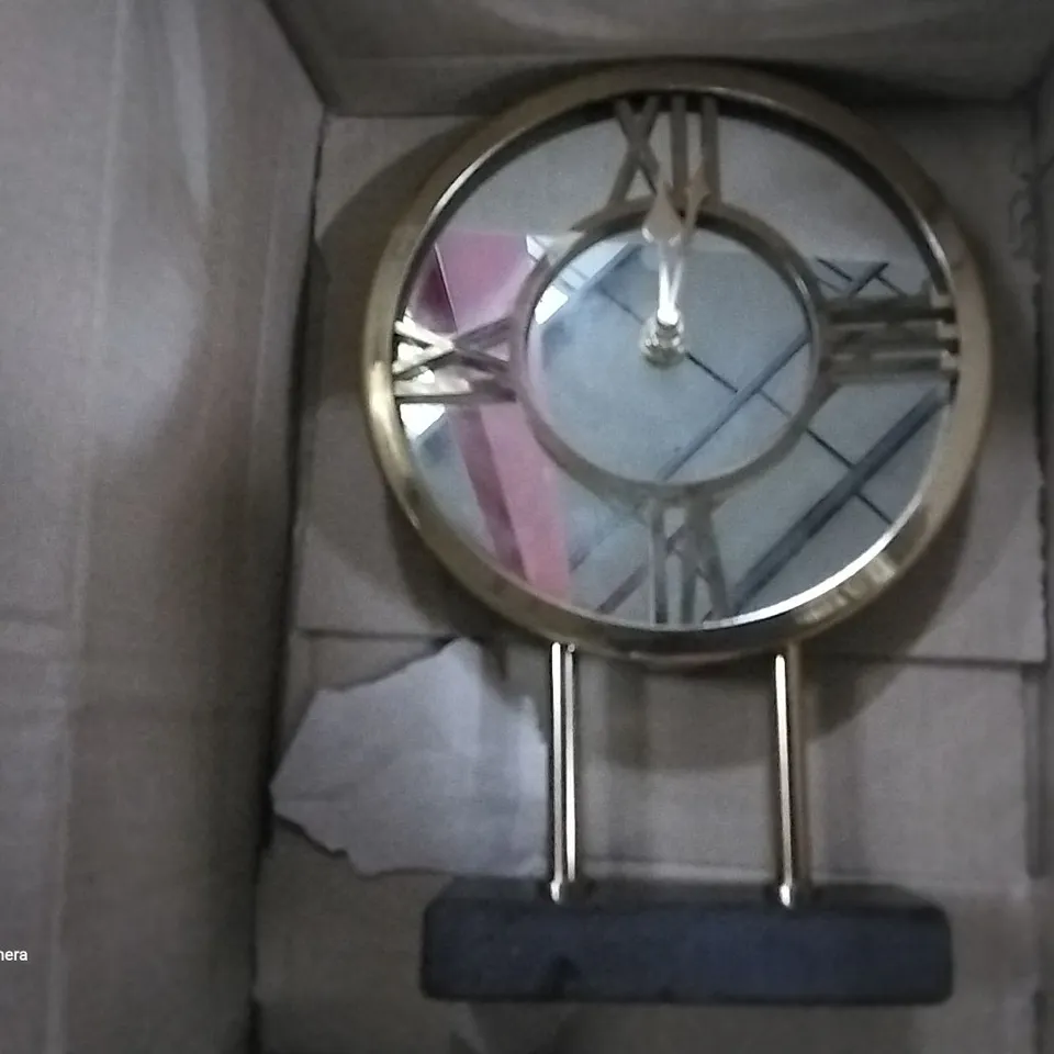 BOXED MATEO BLACK MARBLE BASE CLOCK GOLD 