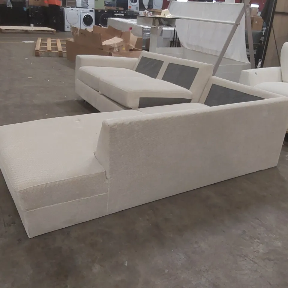 QUALITY DESIGNER CORDUROY UPHOLSTERED CORNER SOFA BED - MISSING CUSHIONS