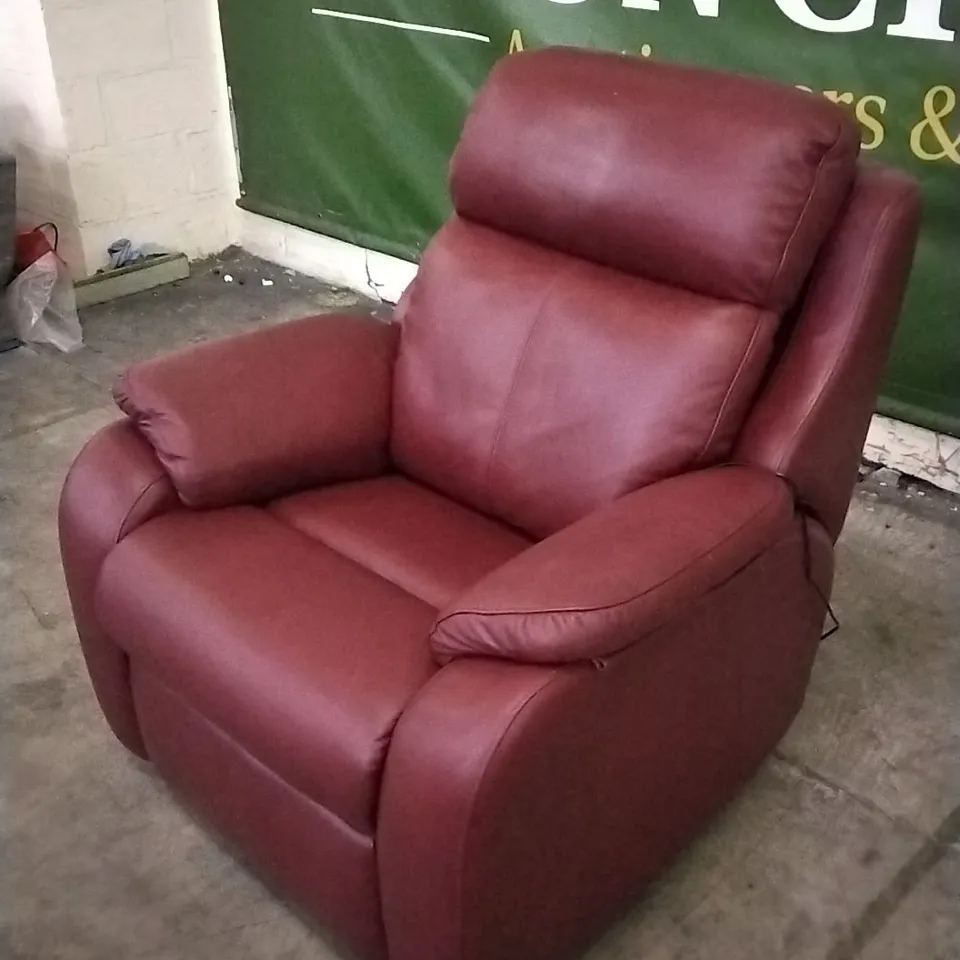 QUALITY BRITISH DESIGNED & MANUFACTURED G PLAN KINGSBURY POWER RECLINER CAPRI CLARET LEATHER ARMCHAIR 