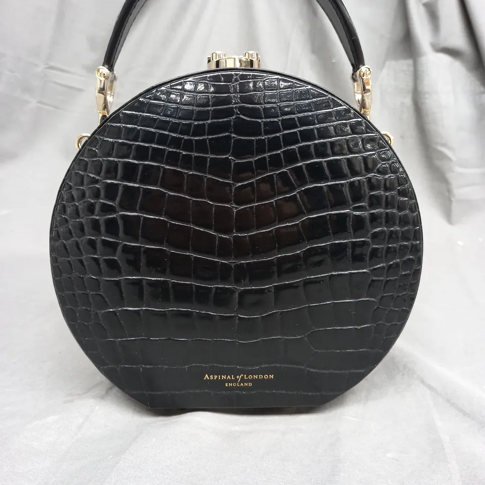 BOXED ASPINAL OF LONDON BLACK HARD CASE BAG