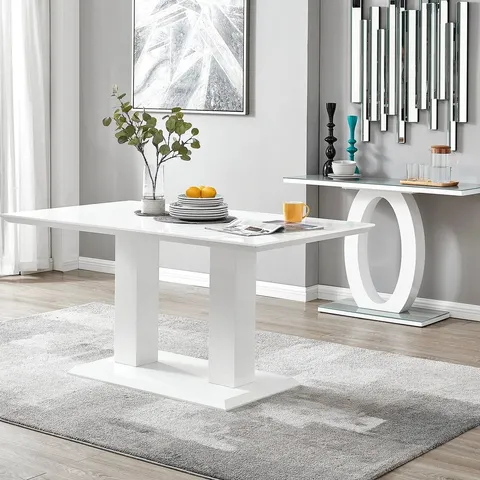BOXED IMPERIA 6 WHITE DINING TABLE (3 BOXES)