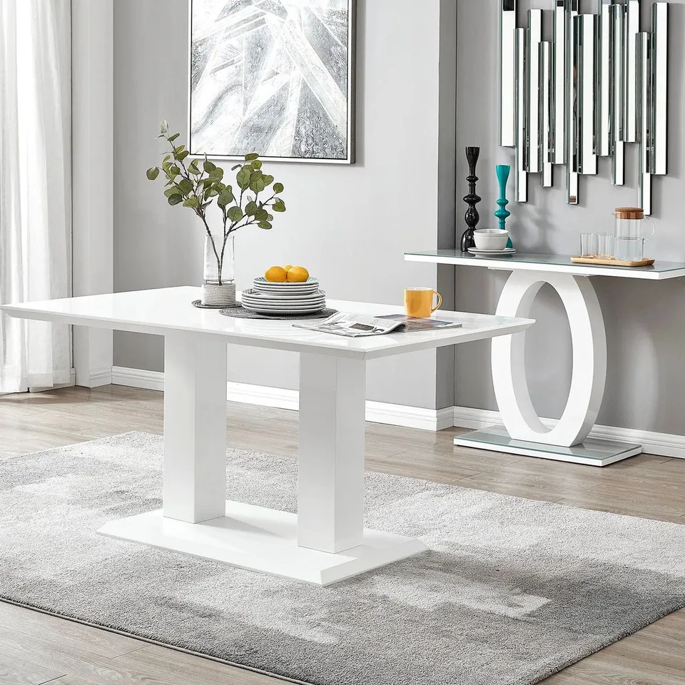 BOXED IMPERIA 6 WHITE DINING TABLE (3 BOXES)