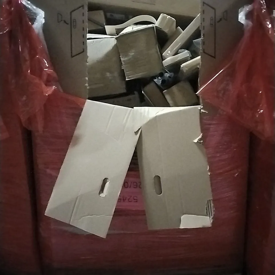 PALLET OF HOUSEHOLD ITEMS TO INCLUDE KICK SCOOTER, SLOT TRACK RACING,POWER STRIP,LED LIGHTING AND OTHER ASSORTED ITEMS...