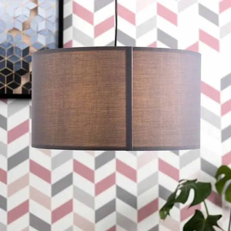 45CM COTTON DRUM PENDANT SHADE COLOUR GREY / COPPER 