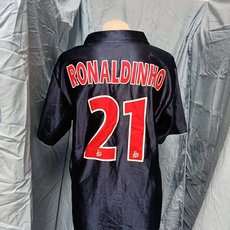 NIKE PSG PARIS SAINT‑GERMAIN NO. 21 FOOTBALL SHIRT JERSEY – NAVY WITH RED STRIPE